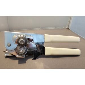 Vintage Swing-A-Way Can Opener Bottle White Grips Manual 7” USA Away
